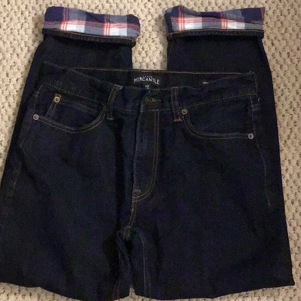 J. Crew Flannel Lined Men's Straight Jeans - Dark Blue 31 X 30